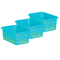 Teacher Created Resources Storage Bin, Plastic, Teal Confetti, 3 PK TCR20893